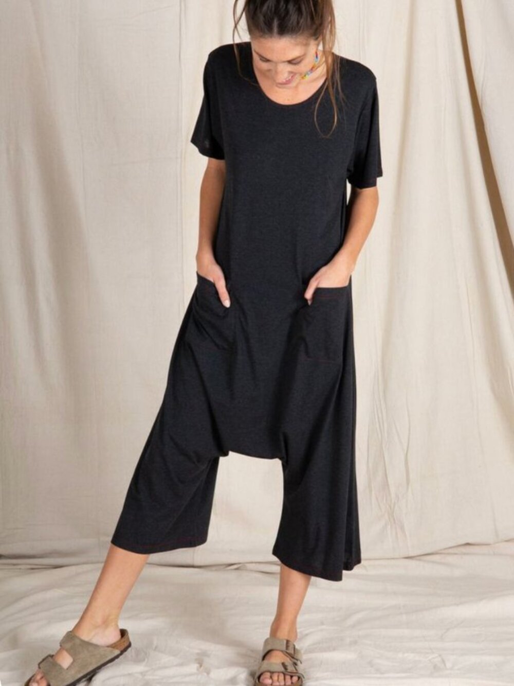 Natural Life Nomad Knit Jumpsuit - Charcoal